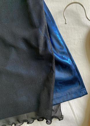 Нарядне довге двошарове чорно-сине плаття (розмір 8/36-10/38)2 фото