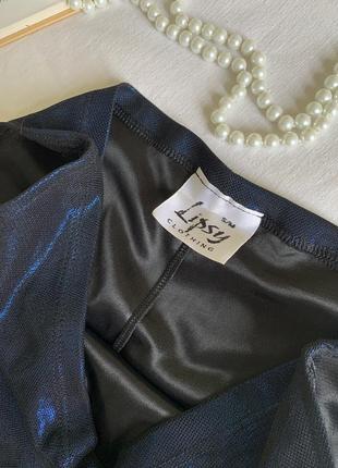 Нарядне довге двошарове чорно-сине плаття (розмір 8/36-10/38)3 фото