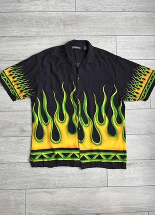 Гавайка wingo hawaiian flames vintage сорочка рубашка винтаж оригинал