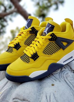 Кроссовки nike air jordan 4 retro lightning tour yellow джорданы желтые