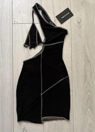 Платье черная печворк plt xs s 6 новое черная с белым обтягивающее секси, по фигуре1 фото