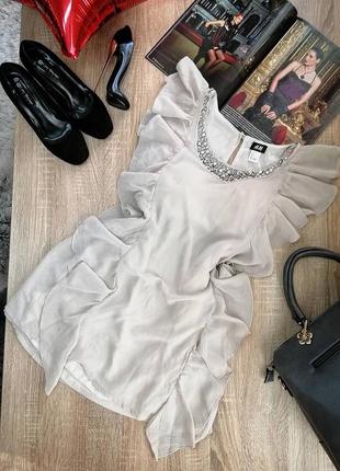 Шифоновое вечернее платье h&m s платье с рюшами и камнями короткое платье