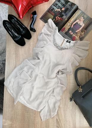 Шифоновое вечернее платье h&m s платье с рюшами и камнями короткое платье2 фото