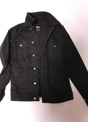 Джинсовая черная куртка zara размер s