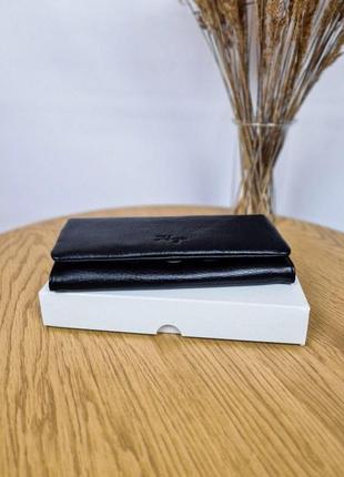 Черный женский кошелек клатч с клапаном из натуральной кожи турецкого бренда karya.2 фото