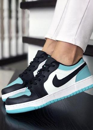Р.36 кросівки nike air jordan 1 low (біло/м'ятно/чорні) ks 9164