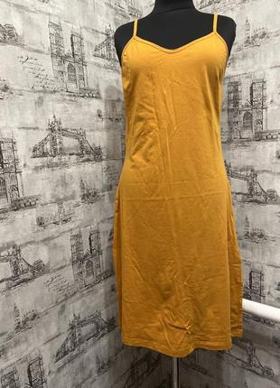 Сарафан рубашка на тоненьких брителях горчичного цвета