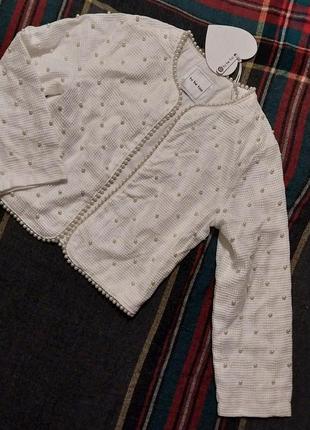 Пиджак жакет для девочки с жемчужинами1 фото
