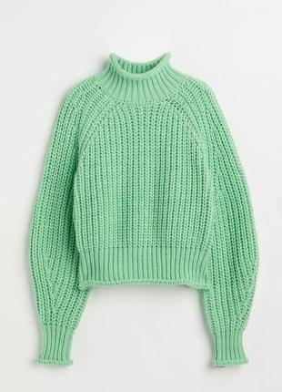 H&m светр об'ємний,укорочений светр,груба в'язка, шерсть,оверсайз светр