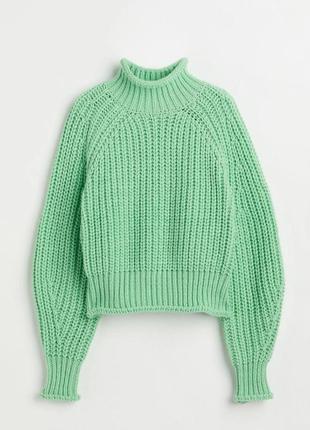 H&m свитер объемный, укороченный свитер,груба вязкая, шерсть, оверсайз свитер