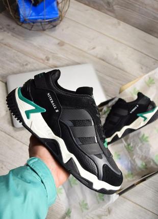 Кроссовки adidas niteball black white green wntr