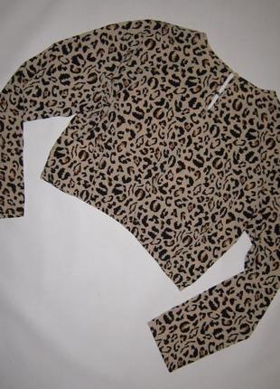 Блуза принт леопард виріз драпіровка5 фото