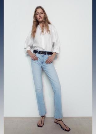 Джинси прямі з високою посадкою zara denim jeans