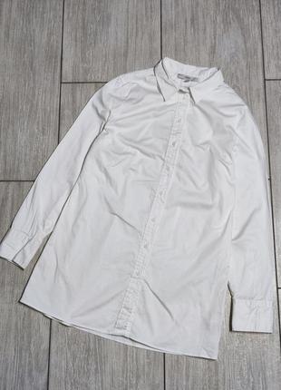 Сорочка подовжена біла класична рубашка удлиненная прямая белая классика платье2 фото
