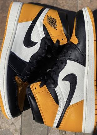 Оригінал кросівки air jordan 1 retro high yellow toe taxi найк джордан таксі1 фото