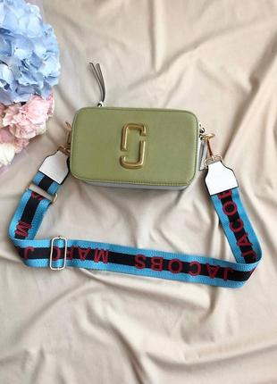 Жіноча сумка marc jacobs olive/blue logo9 фото