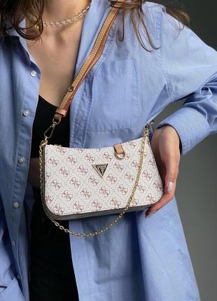 Міні сумочка guess повсякденна форма багет брендований принт3 фото