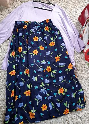 Комфортная стильная длинная юбка в цветочный принт,  linea,p  42-446 фото