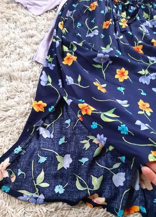 Комфортная стильная длинная юбка в цветочный принт,  linea,p  42-445 фото