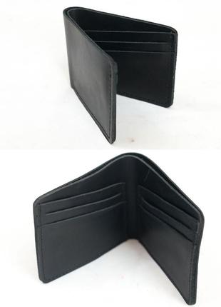 Гаманець портмоне на 6 карток з натуральної шкіри італійський краст чорний2 фото