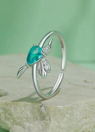Серебряное кольцо "бирюзовый колибри"2 фото