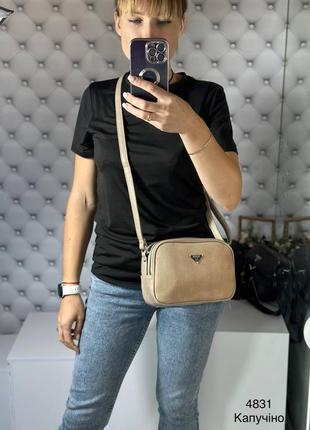 Женская сумка кросс боди с тексторированной лицевой стороной под нубук7 фото
