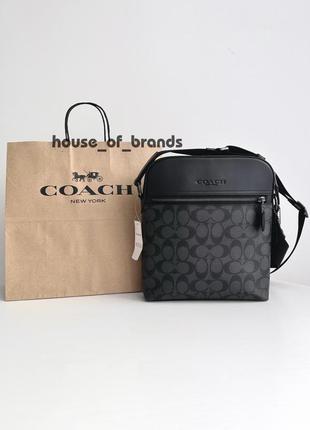 Чоловіча брендова шкіряна сумка coach houston flight bag оригінал сумочка кросбаді коач коуч на подарунок хлопцю подарунок чоловіку1 фото