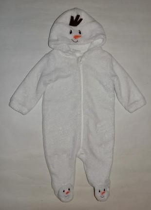 Новогодний костюм снеговика с капюшоном orsdino 4-6мес на 68см3 фото