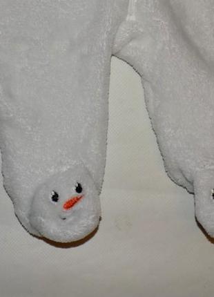 Новогодний костюм снеговика с капюшоном orsdino 4-6мес на 68см5 фото
