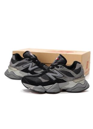 Зимние женские кроссовки new balance 9060 winter black grey fur черного с серым цветов с мехом