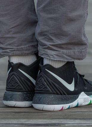 Мужские кроссовки nike kyrie 5 ep черные с белым текстильные найк кайри осенние весенние (bon)5 фото