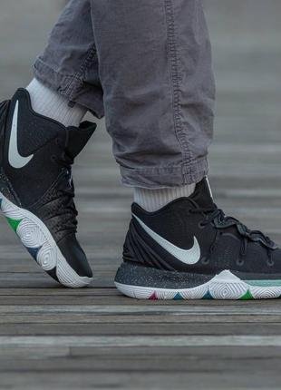 Мужские кроссовки nike kyrie 5 ep черные с белым текстильные найк кайри осенние весенние (bon)4 фото