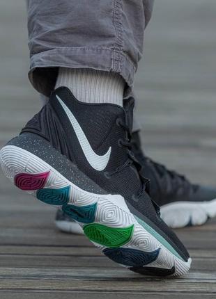 Мужские кроссовки nike kyrie 5 ep черные с белым текстильные найк кайри осенние весенние (bon)6 фото