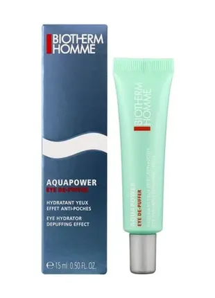 Освежающий гель для мужчин для кожи вокруг глаз biotherm homme aquapower eye de-puffer1 фото