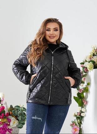 Стёганая куртка с капюшоном батал 4 цвета 48 58