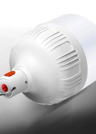 Usb led лампа ліхтар 80 w villini на акумуляторі, з підвісом, портативна лампочка з зарядкою, світильник біла2 фото