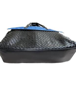 Вместительная сумка «морская волна» комбинированная чёрно-голубого цвета4 фото