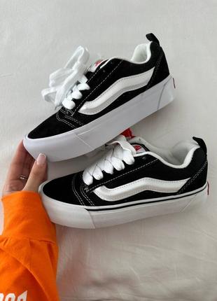 Кроссовки женские vans knu old skool black / white platform  premium