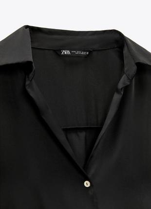 Черный атласный костюм от zara, костюм с юбкой6 фото