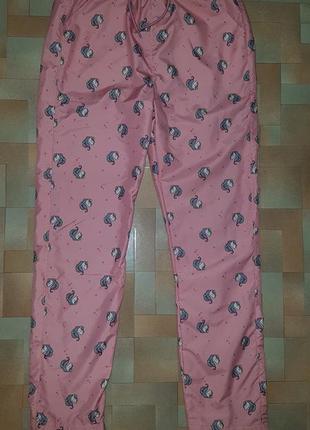 Теплые яркие болоньевые штаны, брюки розовые на флисе единорог lc waikiki 10-11 лет 140-146 см3 фото