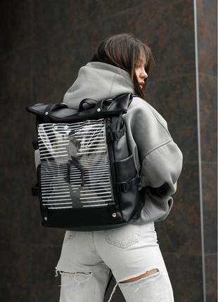 Женский рюкзак sambag rolltop hacking черный принт «girl»