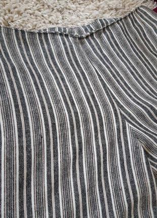 Стильные полосатые льняные широкие брюки/палацо, р. 14-1610 фото
