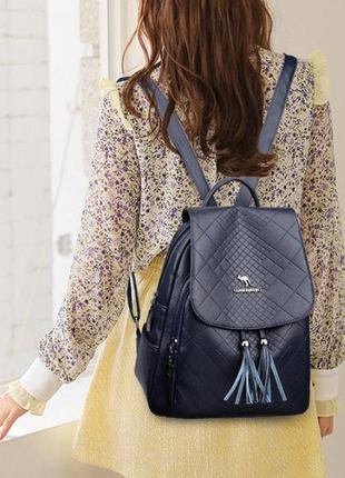 Модний жіночий рюкзак кенгуру, стильний рюкзачок для дівчат синій2 фото