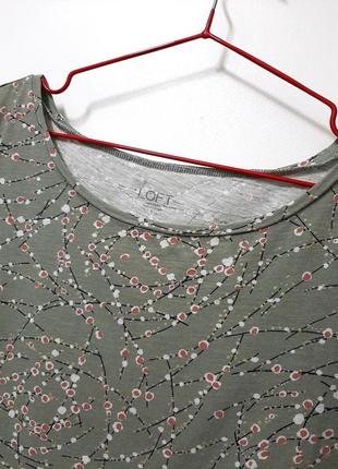 Loft бренд футболка женская оливковая в мелкие цветочки с коротким рукавом летняя размер 44/46/484 фото