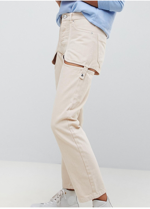 Asos design прямые джинсы с вырезами