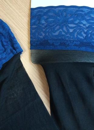 Сексуальні панчохи з синьою мереживний коронкою 3/4 40 den на силіконі viven еластичні панчохи