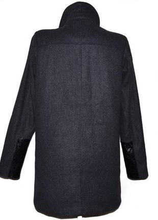 Стильное короткое деми пальто куртка косуха шерсть кожаные вставки — amisu ® оригинал размер s7 фото