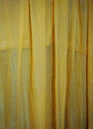 Тюль желтого цвета новая, под крючки 2 отреза общая ширина 9,3 метра10 фото