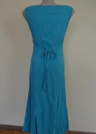 Шикарное брендовое котоновое платье бирюзового цвета фасон годе4 фото