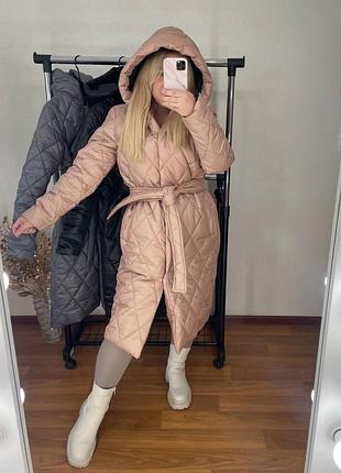 Зимове пальто беж3 фото